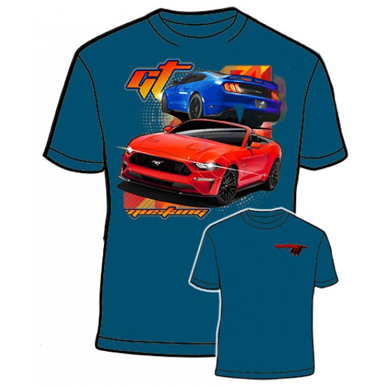 T-Shirt Homme Turquoise Mustang GT 
